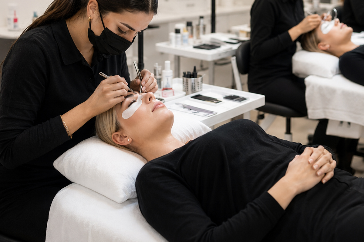 Praktische Modellarbeit während der Lash-Schulung